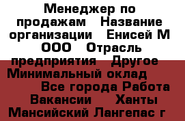 Менеджер по продажам › Название организации ­ Енисей-М, ООО › Отрасль предприятия ­ Другое › Минимальный оклад ­ 100 000 - Все города Работа » Вакансии   . Ханты-Мансийский,Лангепас г.